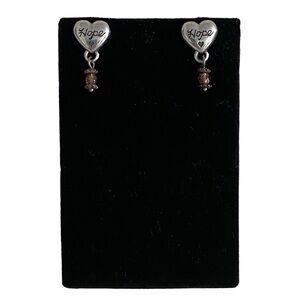 VTG BRIGHTON Retired Silver Plated “Hope” Heart Bead Dangle Earrings